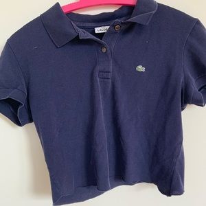 navy blue lacoste cropped tee